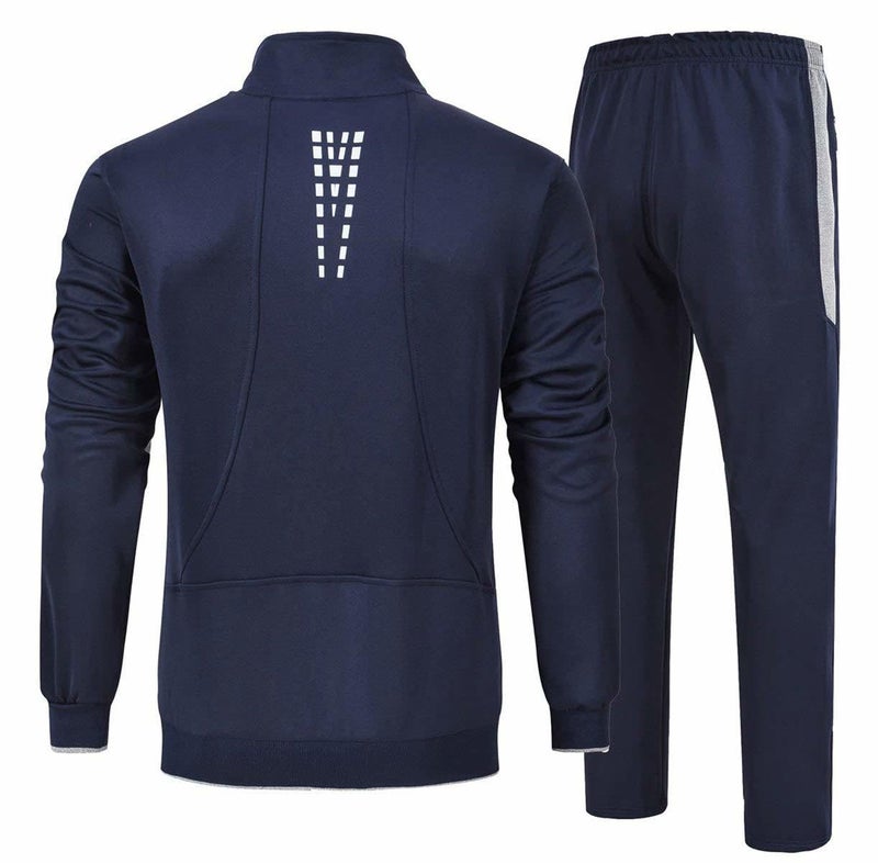 Rdruko Men's Track suits 2 Piece Set Sweat Suits Full Zip Jogging Gym Activewear Suit Set(Blue Grey,US XXL) - Image 2